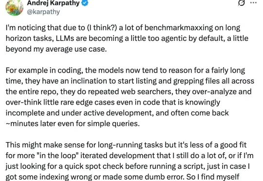 LLM总是把简单任务复杂化，Karpathy无语：有些任务无需那么多思考