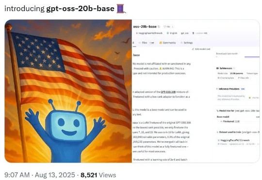 OpenAI没开源的gpt-oss基础模型，他去掉强化学习逆转出来了