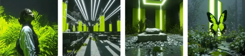 《霓虹自然：科技与生态的幻境共生》midjourney风格种子